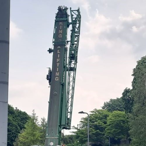 photo of a bridge construction operation